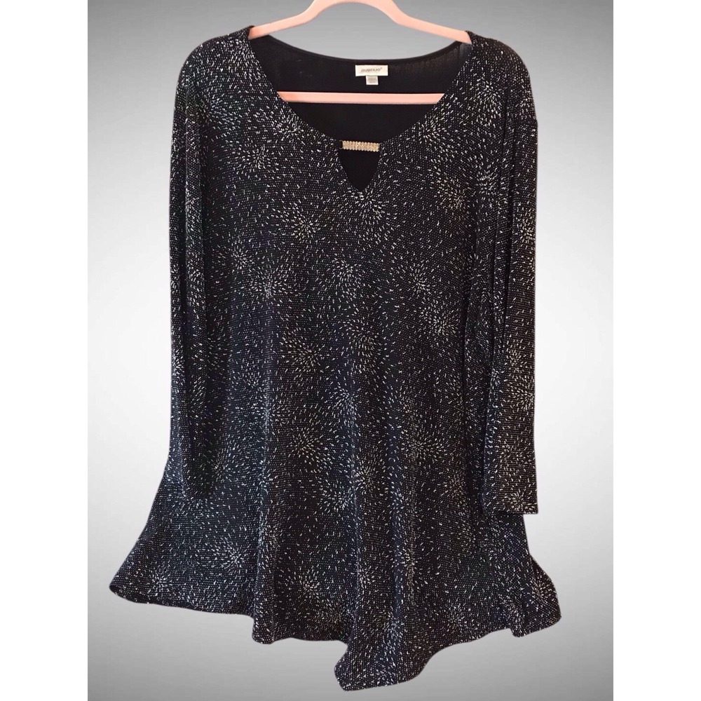 Avenue Shirt Womens‎ Black 3/4 Sleeves Sparkly Holiday Special Occasion  22/24
